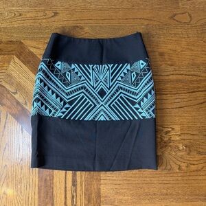 Etcetera Black and Blue Geometric Pencil Skirt